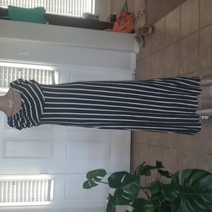 Daisy Island L flounce maxi flattering horizontal stripes buttery soft stretchy